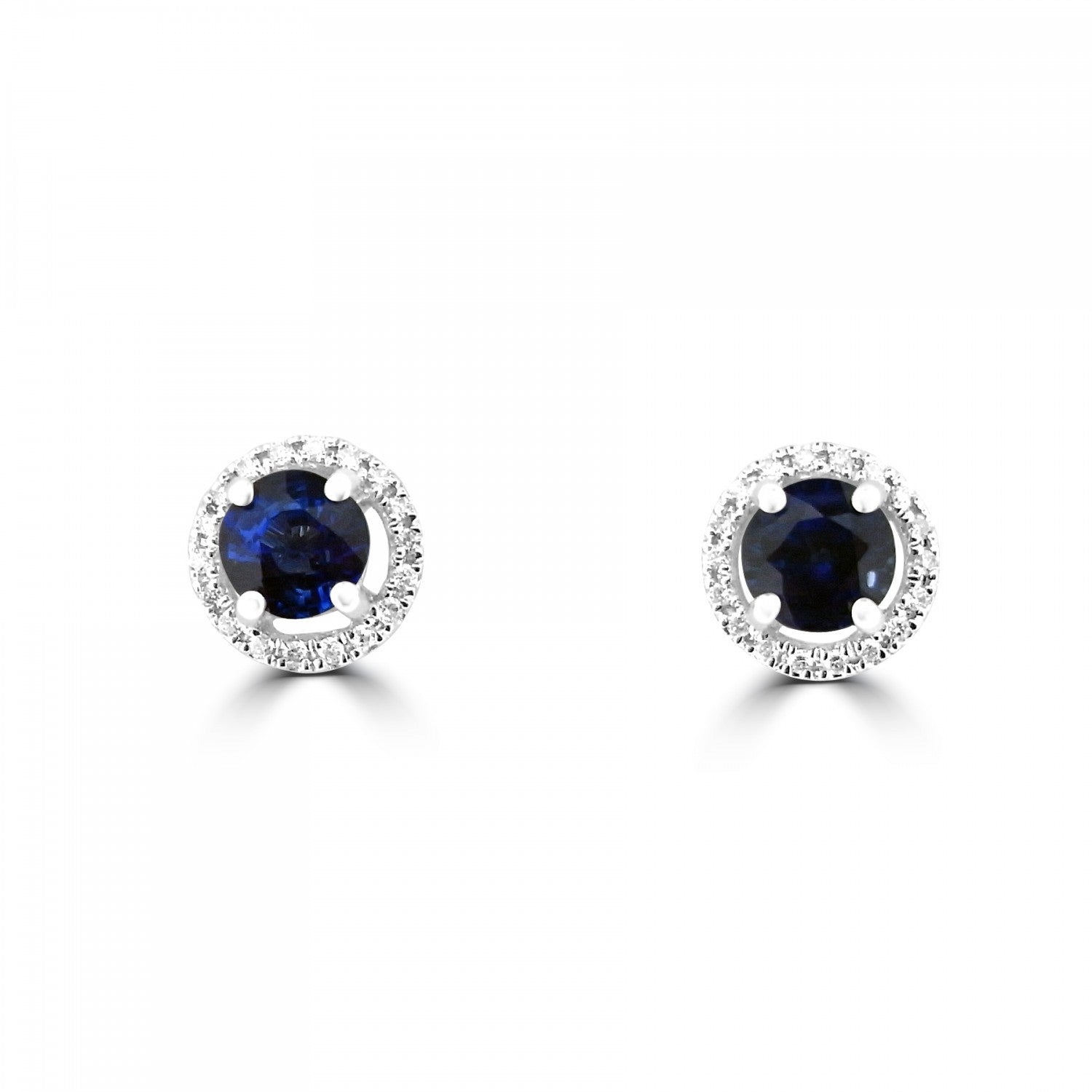 SAPPHIRE AND DIAMOND HALO STUD EARRINGS