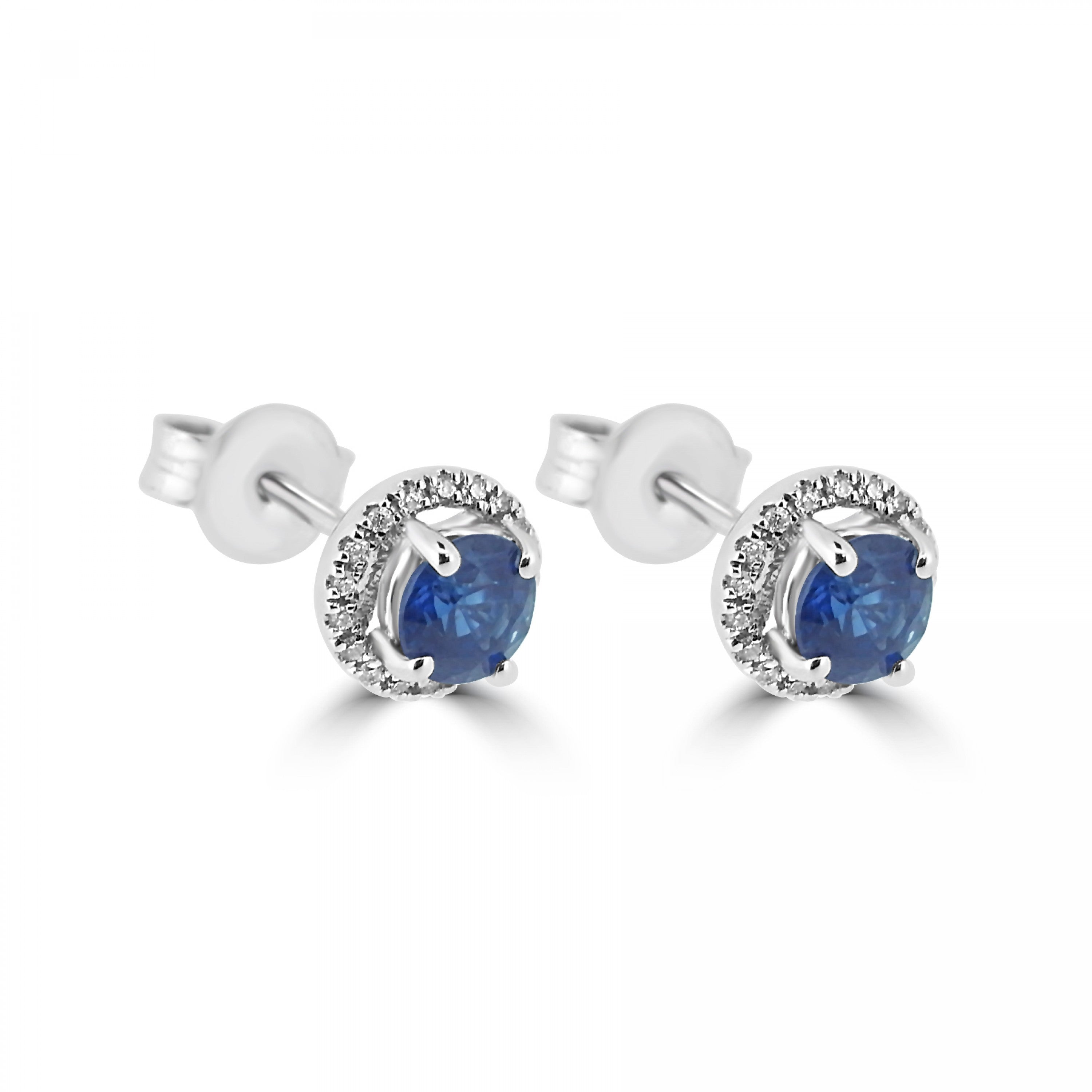 SAPPHIRE AND DIAMOND HALO STUD EARRINGS