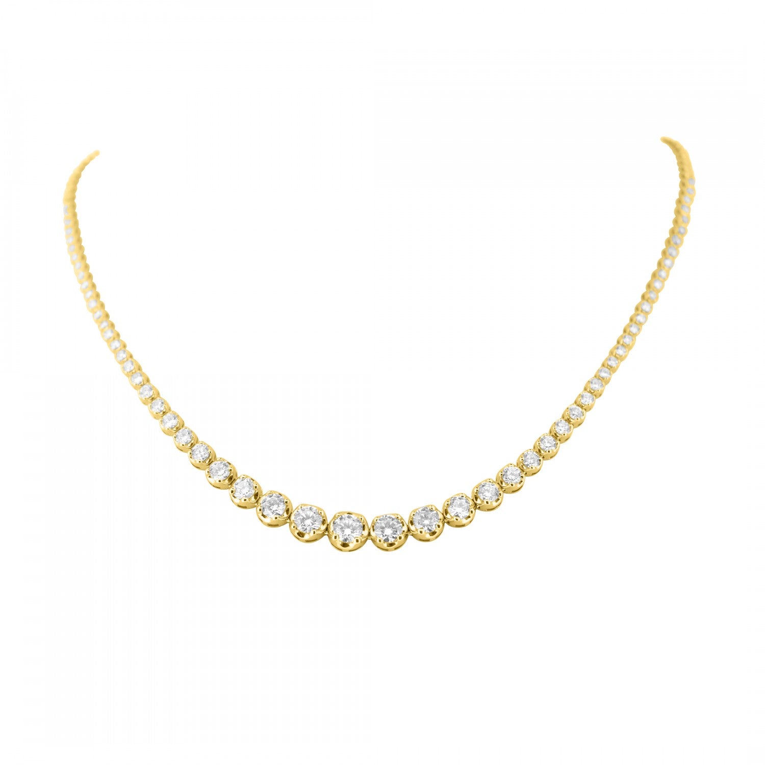 18K GRADUATED DIAMOND YELLOW GOLD LINE NECKLACE- HARROGATE