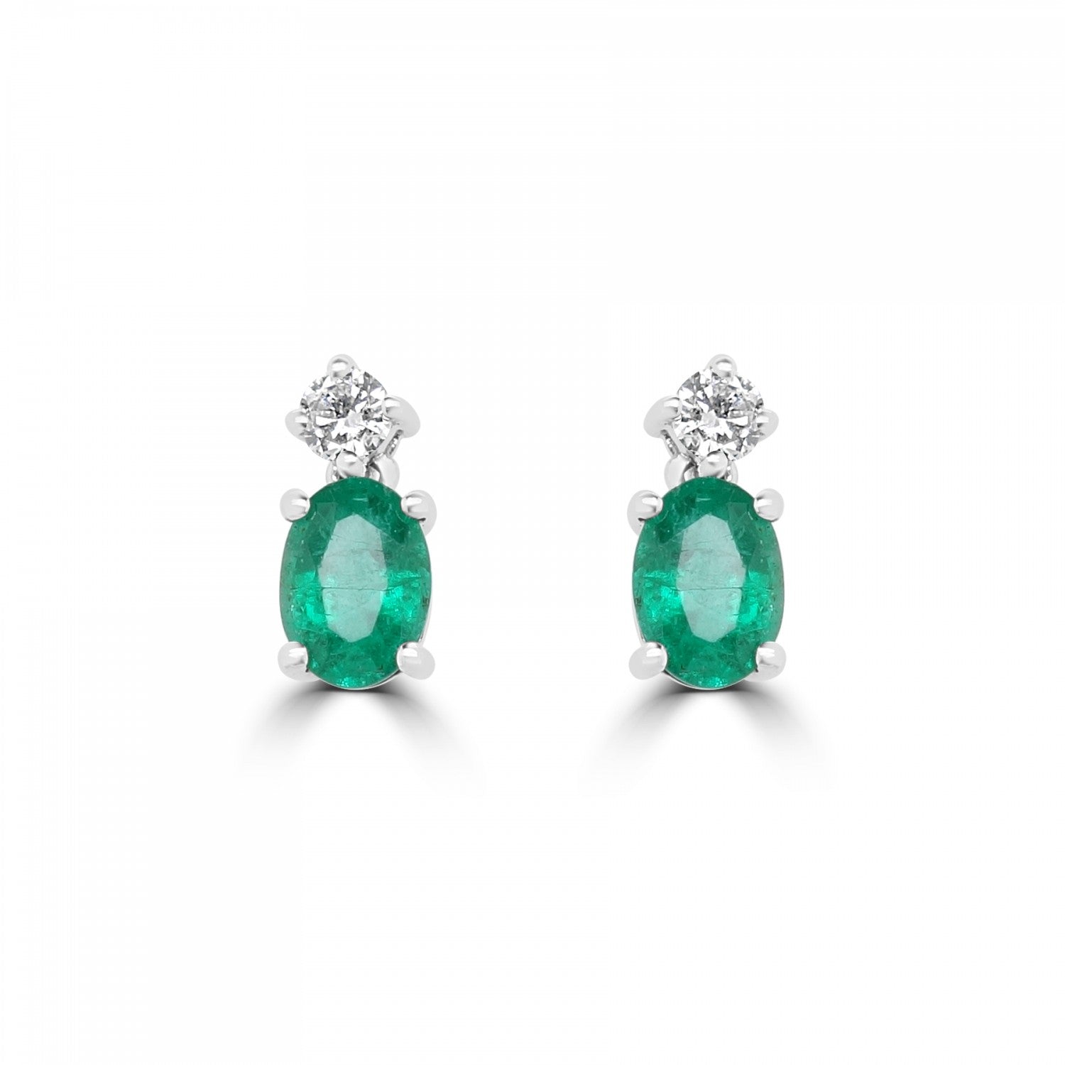 OVAL EMERALD AND DIAMOND DROP EARRINGS