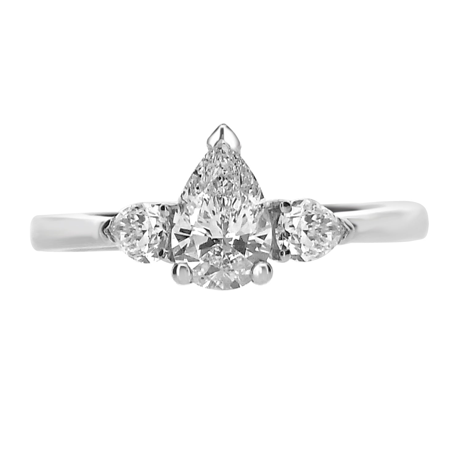 PEAR CUT DIAMOND TRILOGY ENGAGEMENT RING