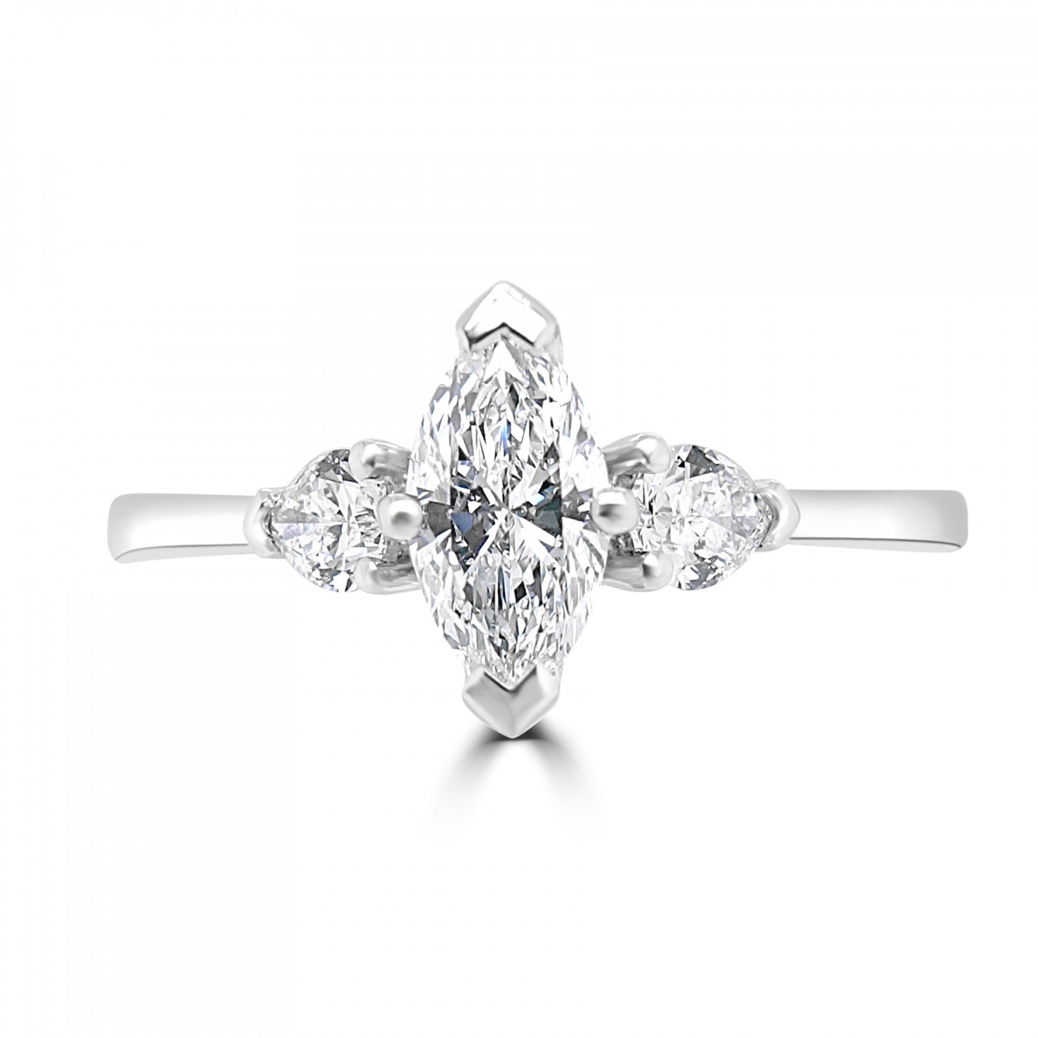 MARQUISE CUT DIAMOND TRILOGY ENGAGEMENT RING