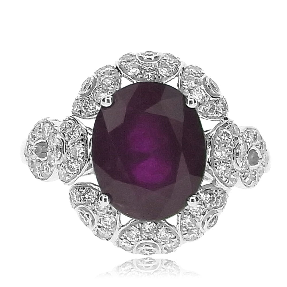 OVAL RUBY AND DIAMOND RING