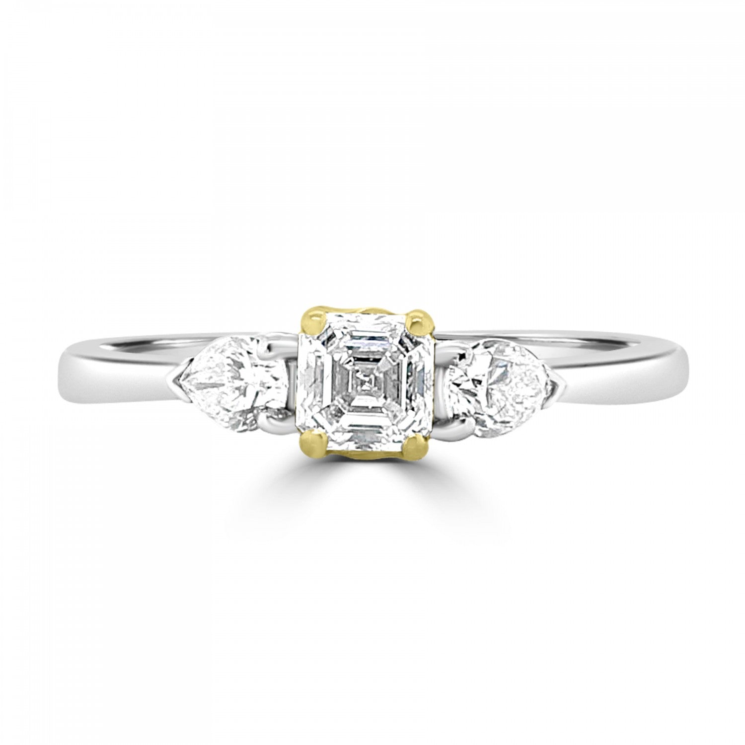 0.34CT ASSCHER CUT DIAMOND THREE STONE ENGAGEMENT RING- HARROGATE