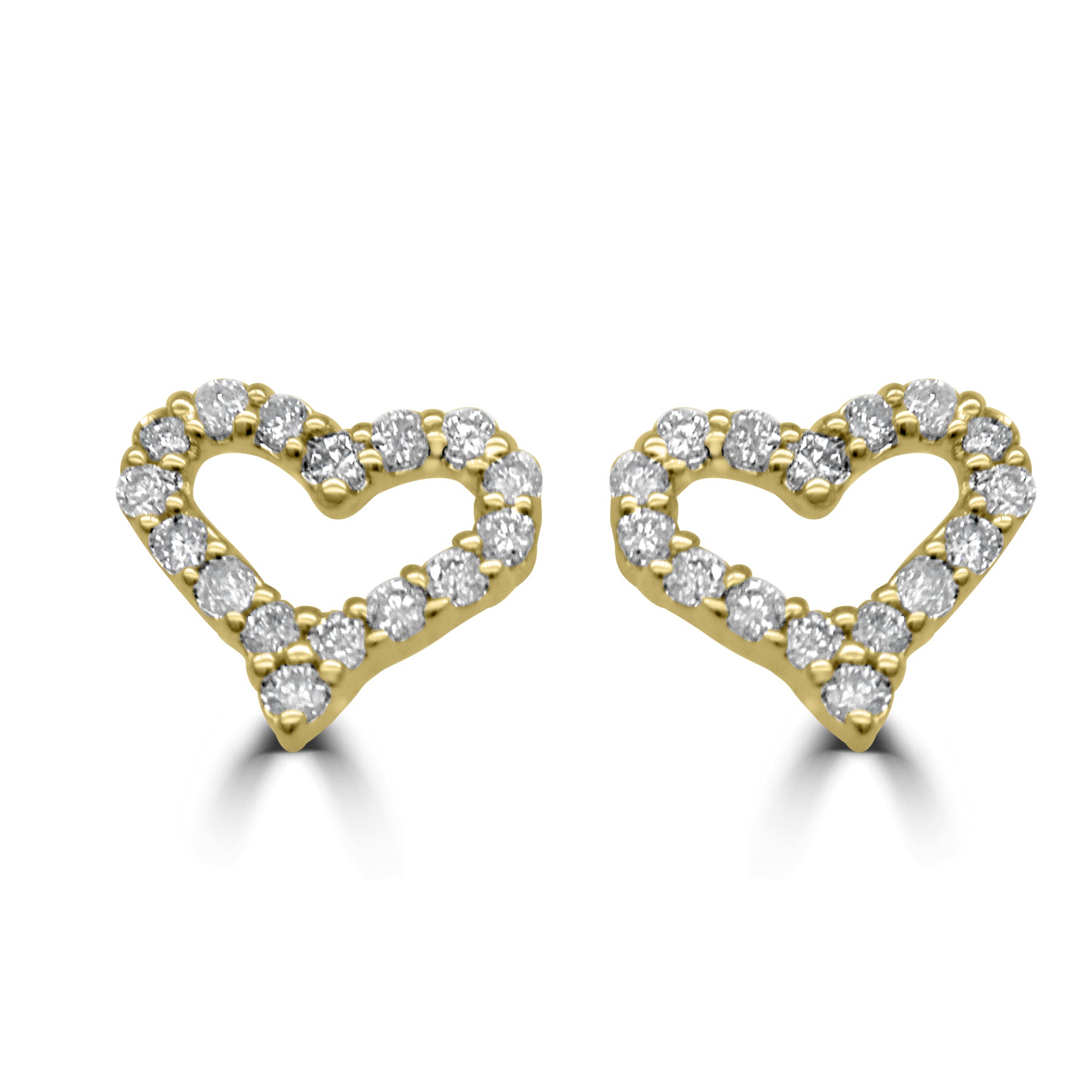 9K GOLD DIAMOND HEART STUD EARRINGS- HARROGATE