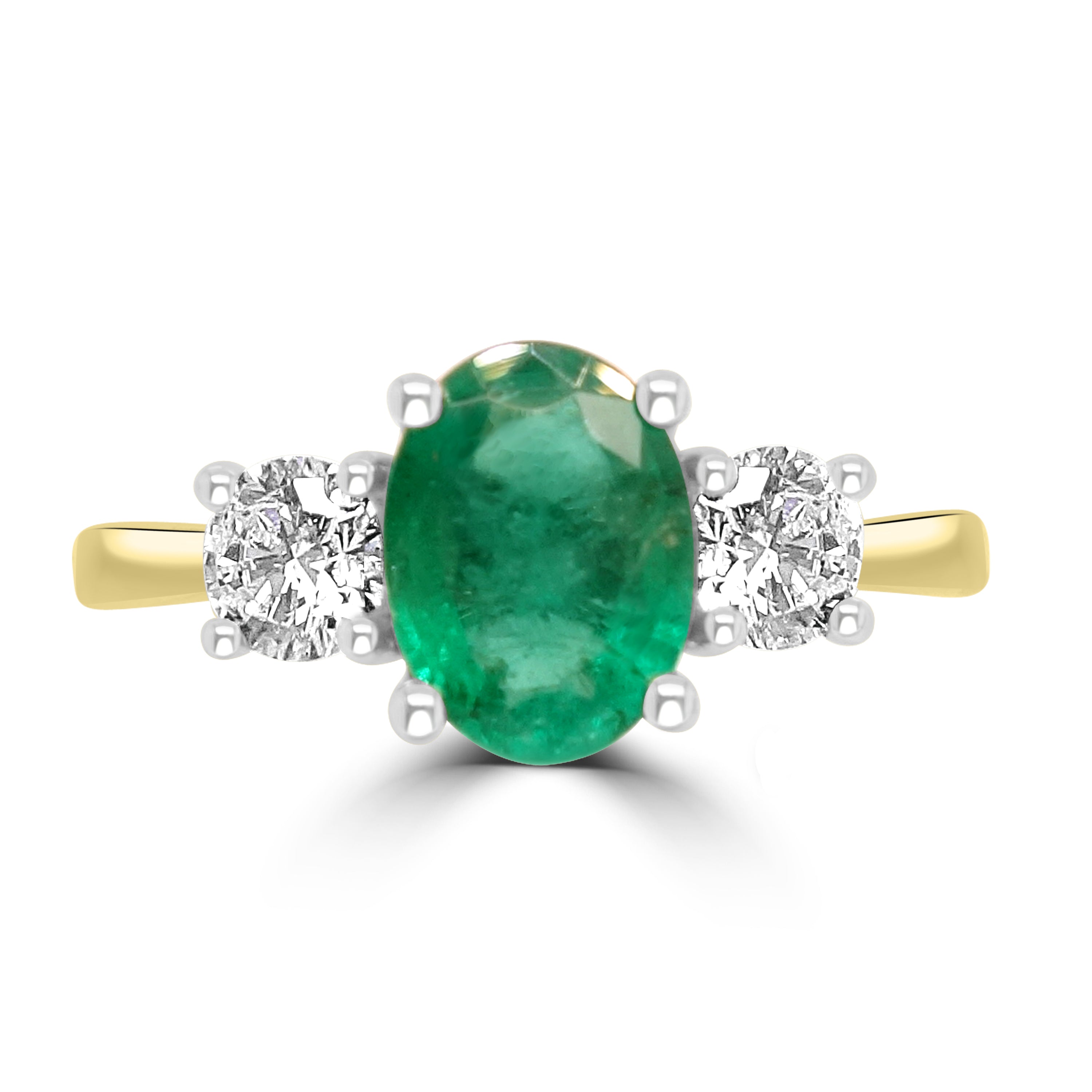 0.79CT OVAL CUT EMERALD THREE STONE ENGAGEMENT RING- HARROGATE