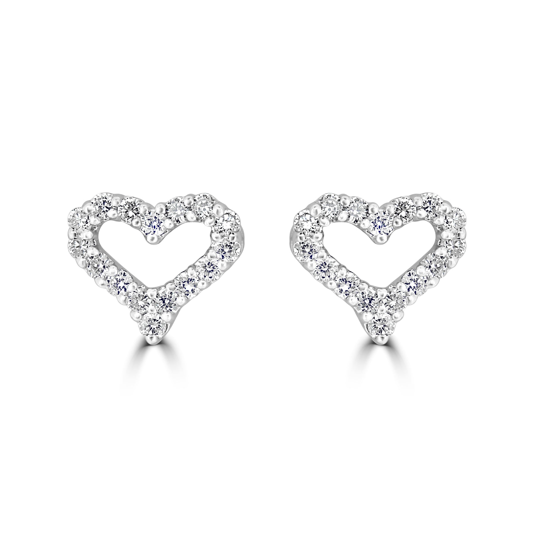9K GOLD DIAMOND HEART STUD EARRINGS- HARROGATE