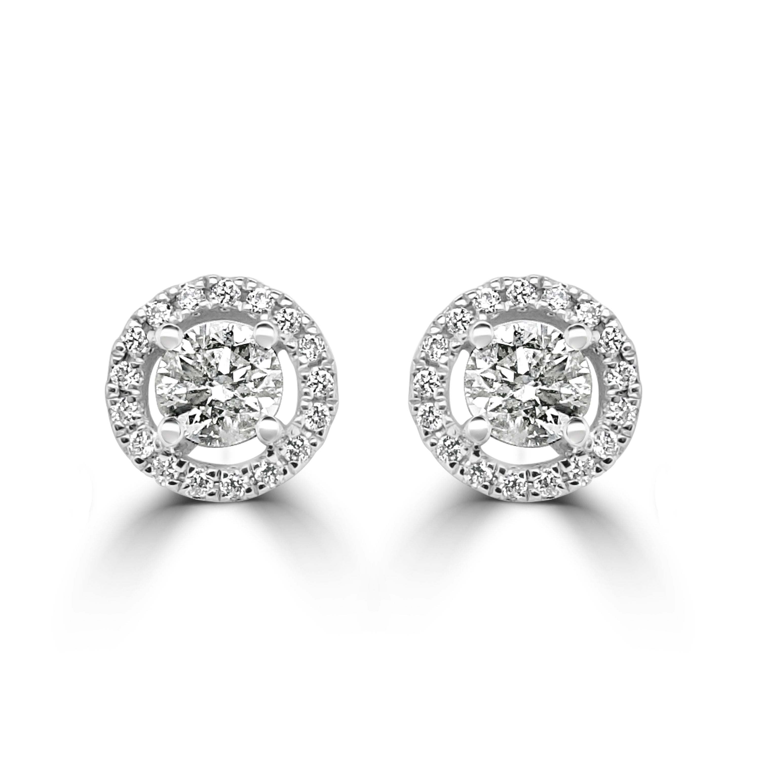 18K GOLD DIAMOND HALO STUD EARRINGS