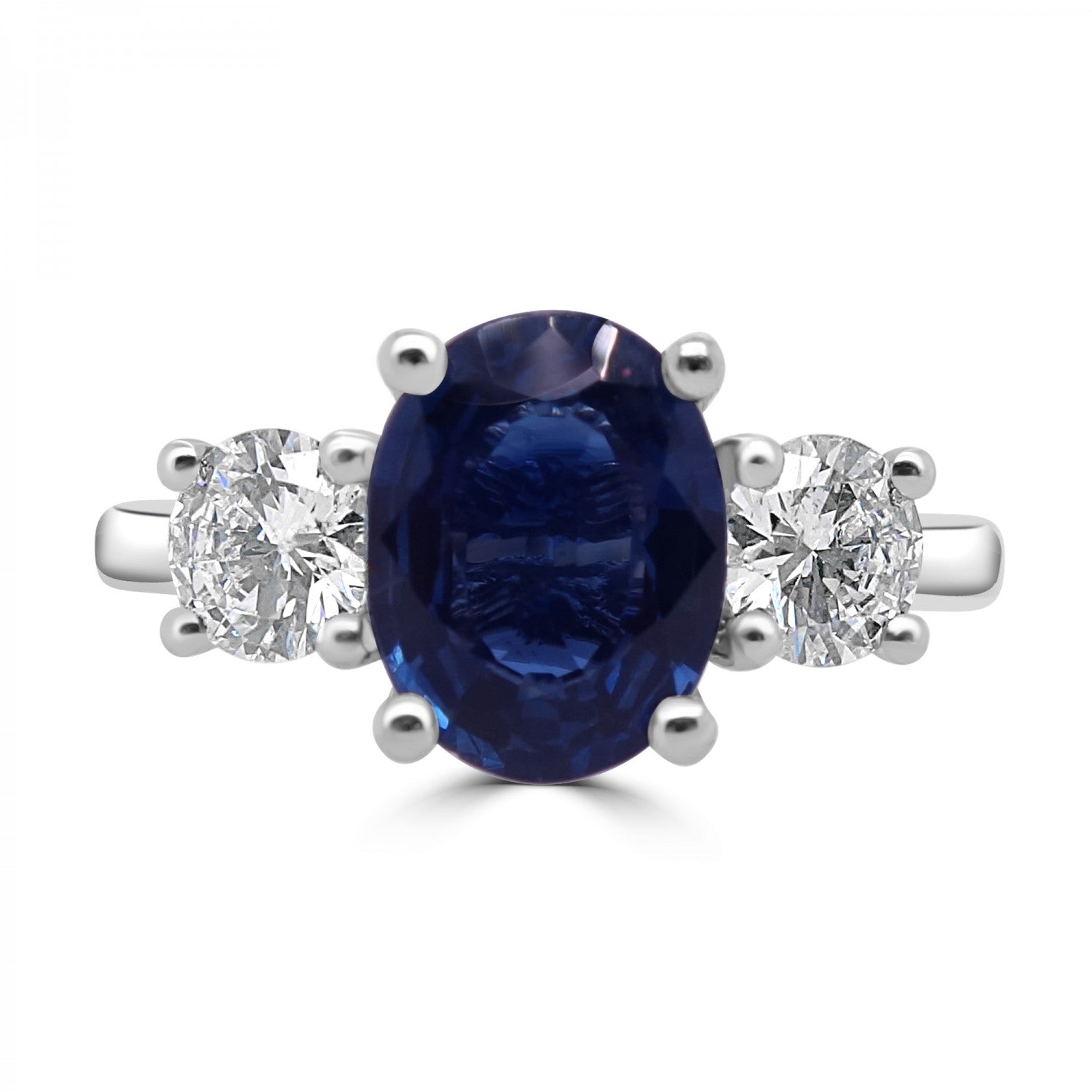 2.62CT OVAL CUT SAPPHIRE AND DIAMOND THREE STONE ENGAGEMENT RING- HARROGATE