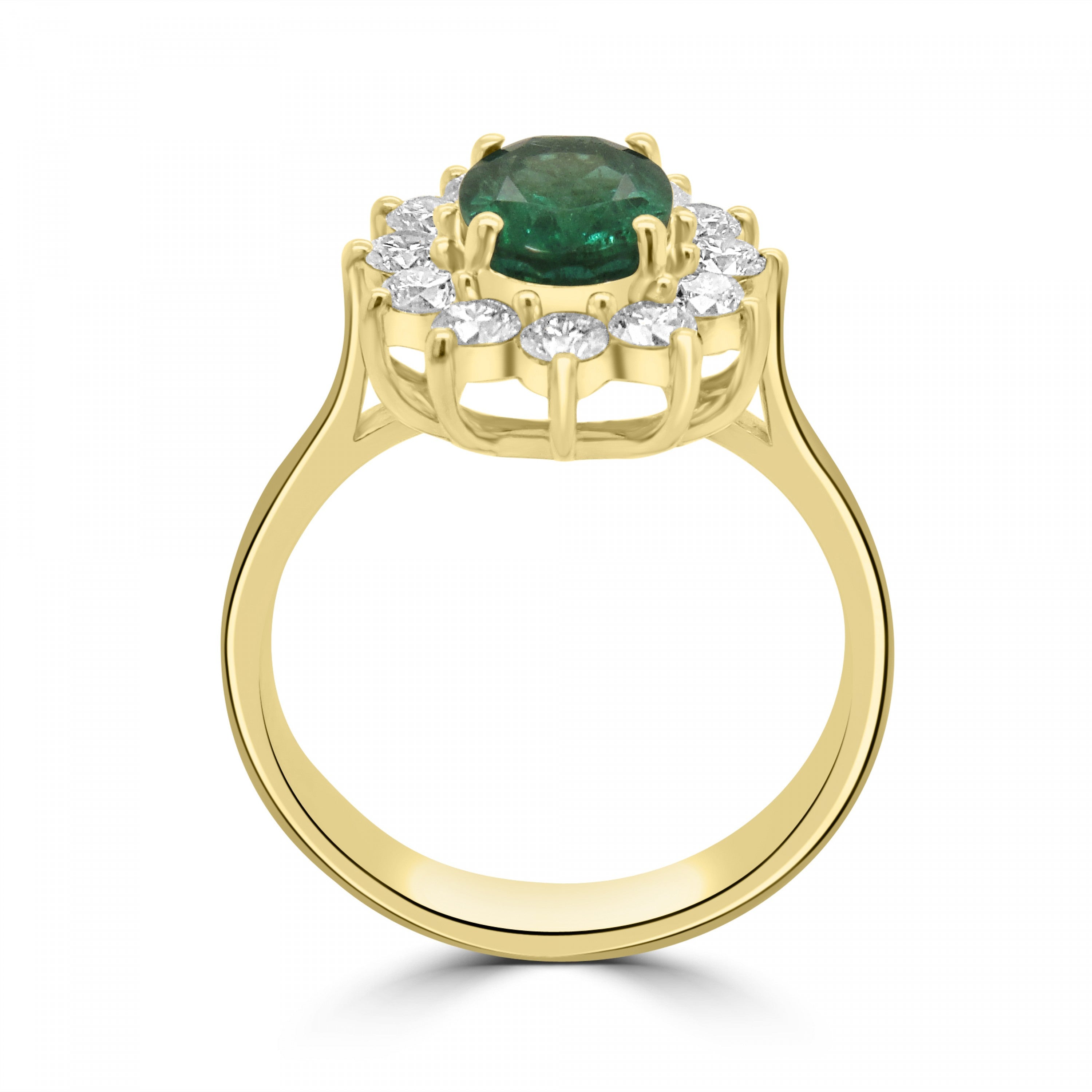 OVAL EMERALD AND DIAMOND CLUSTER ENGAGEMENT RING