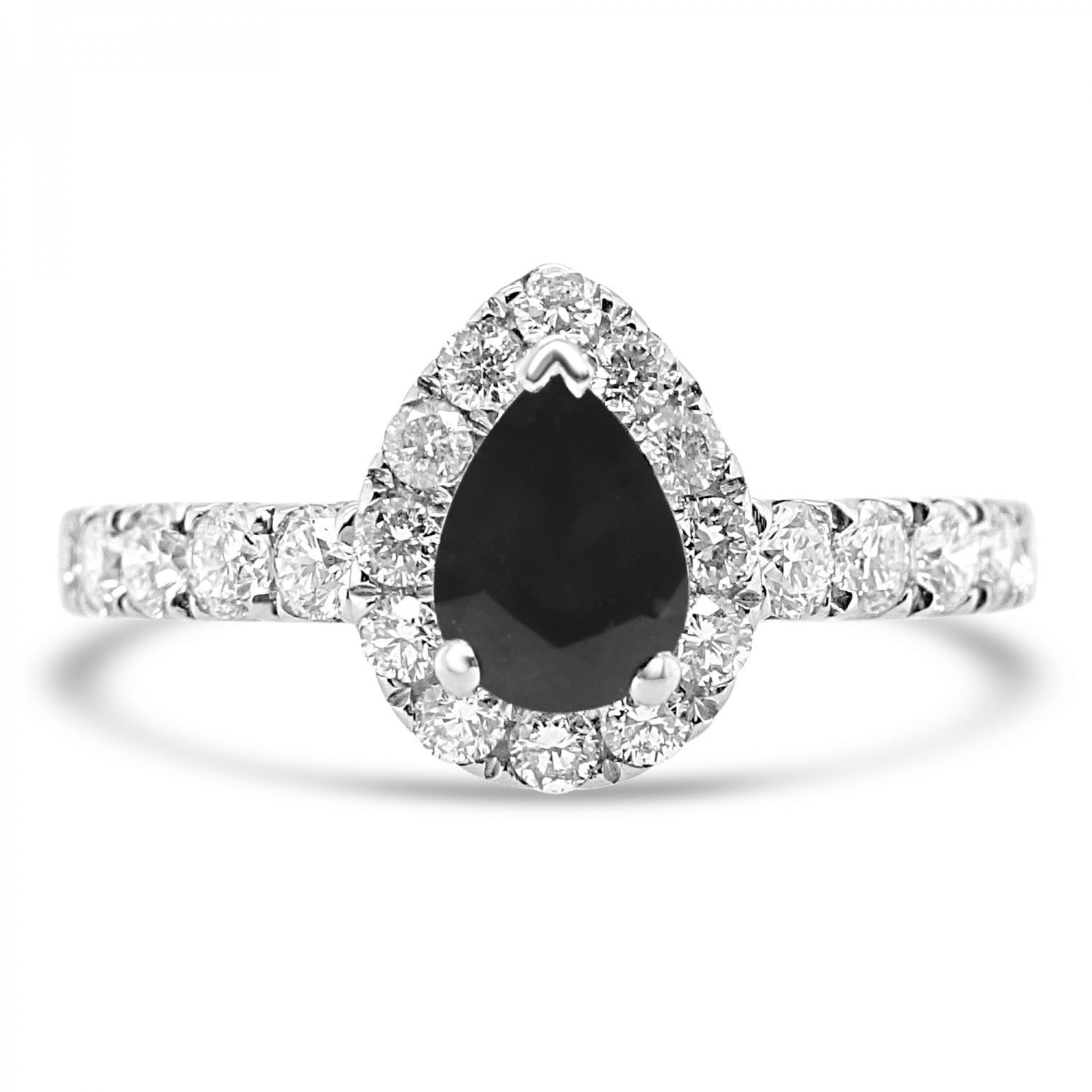 PEAR  SAPPHIRE AND DIAMOND  ENGAGEMENT RING