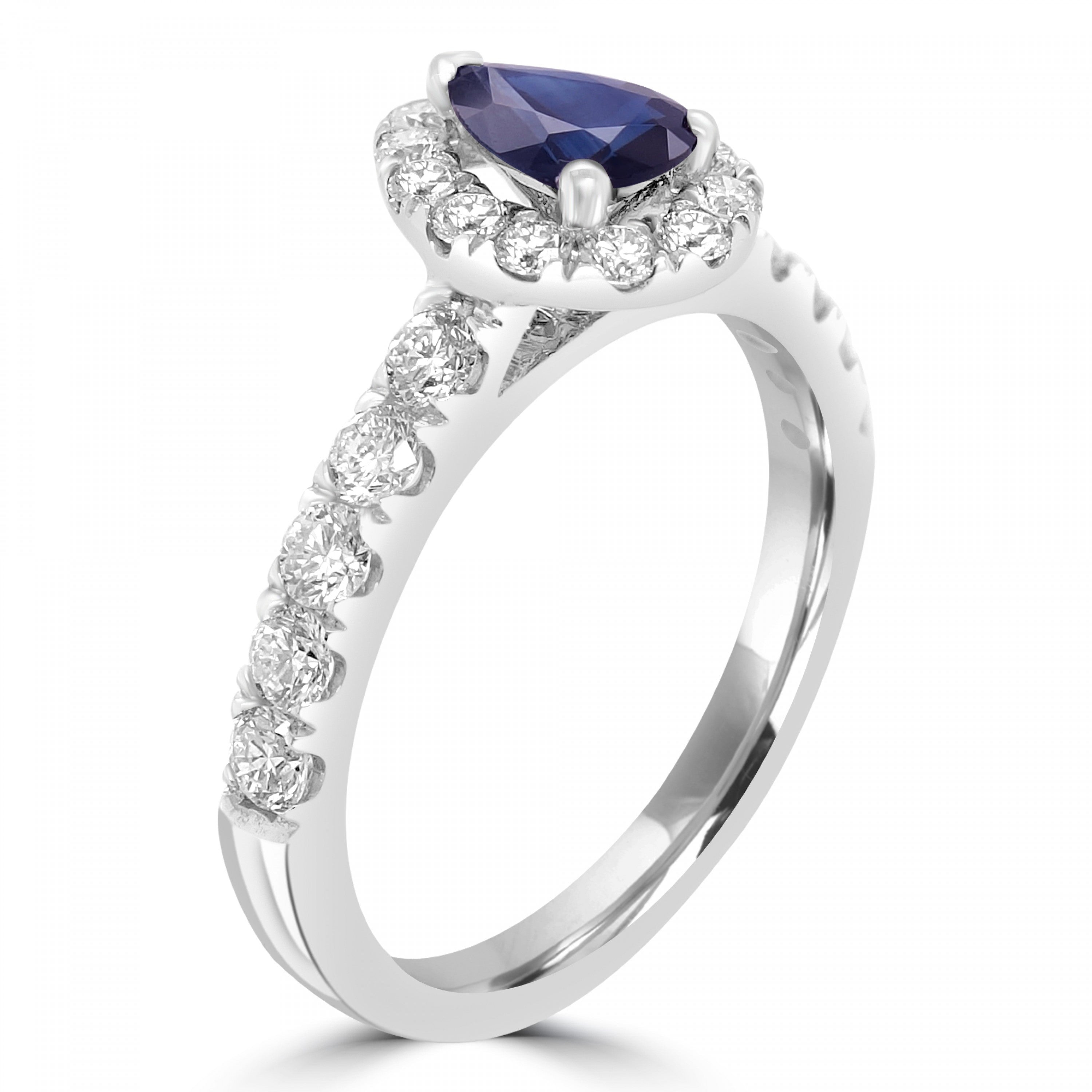 PEAR  SAPPHIRE AND DIAMOND  ENGAGEMENT RING