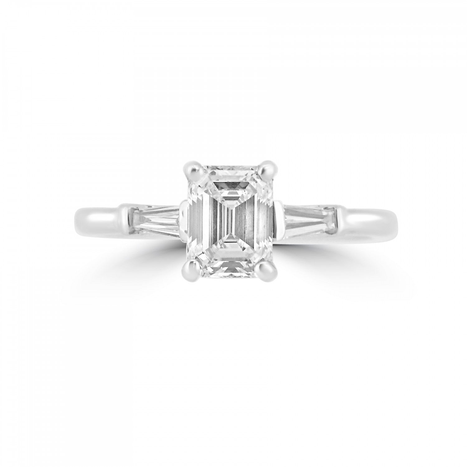 0.72CT EMERALD CUT DIAMOND AND BAGUETTE DIAMOND THREE STONE ENGAGEMENT RING- HARROGATE