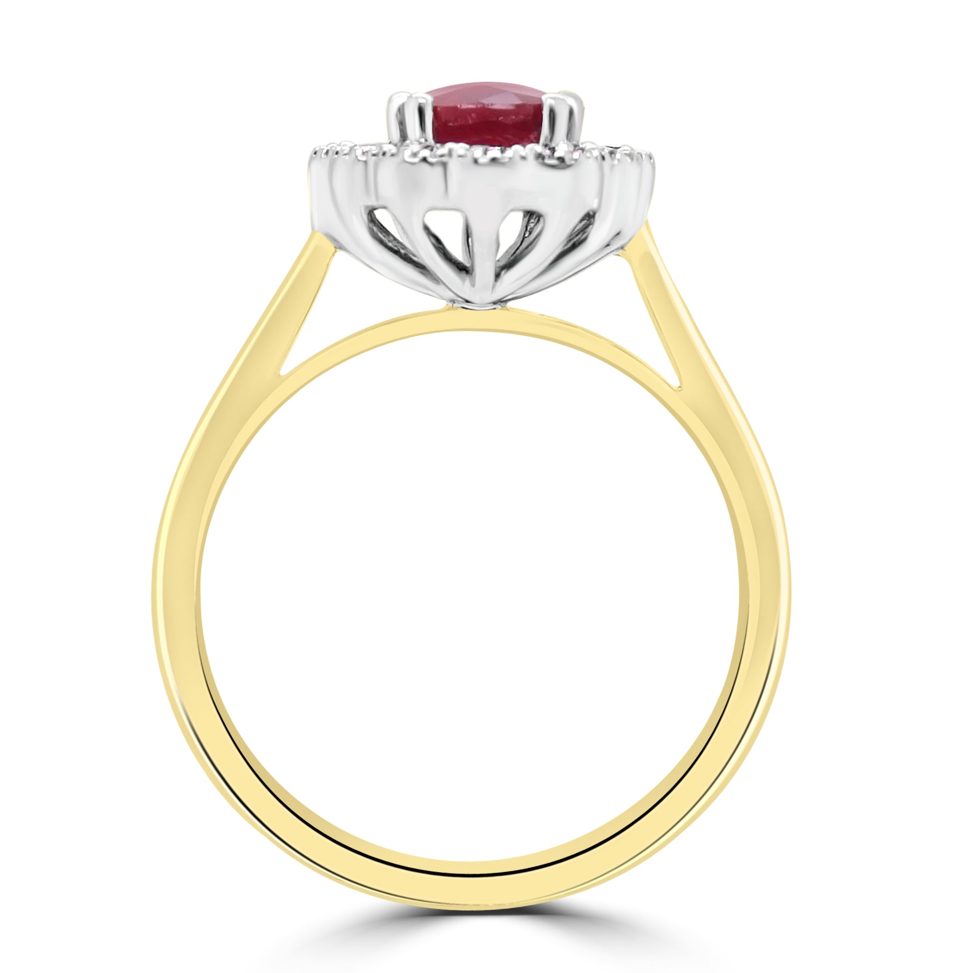 Engagement Ring Oval Ruby Cluster Diamond Fogal and Barnes Harrogate