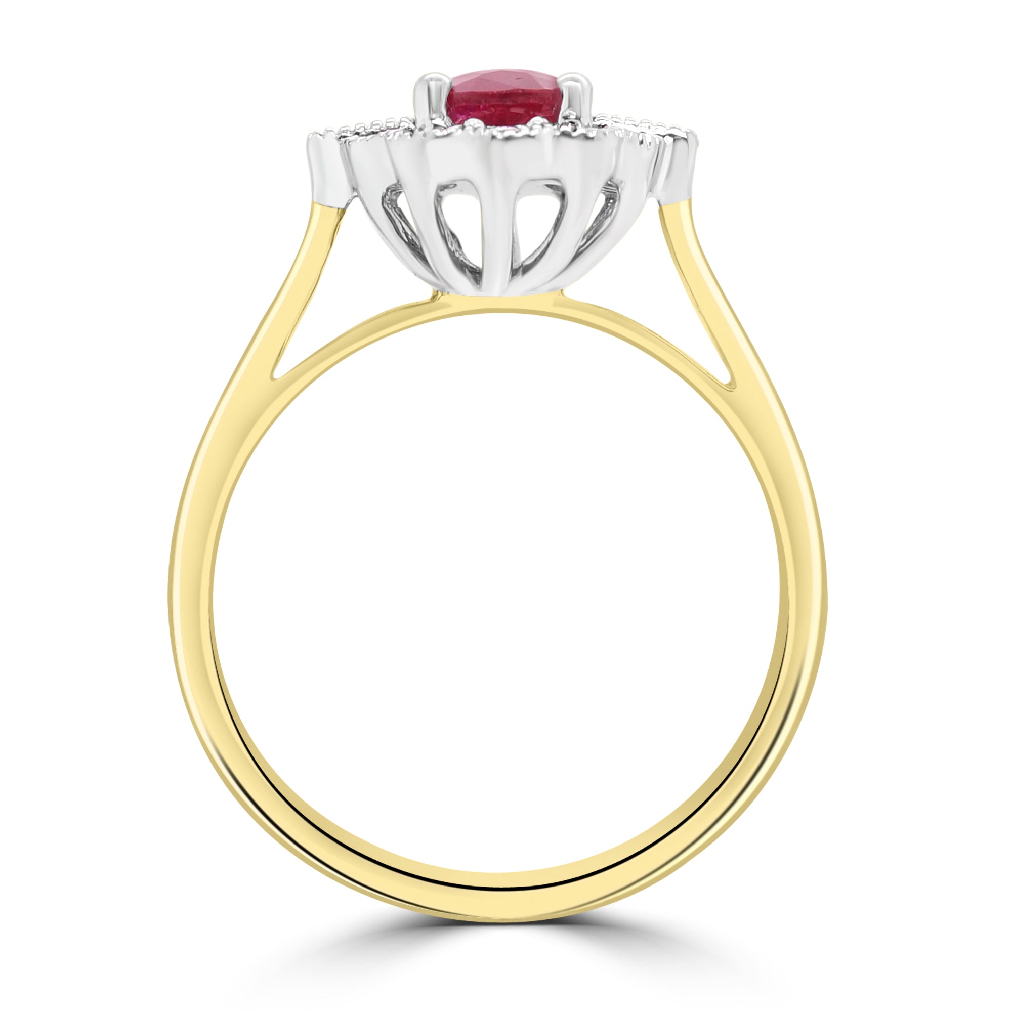 Engagement Ring Oval Ruby Halo Diamond Fogal and Barnes Harrogate