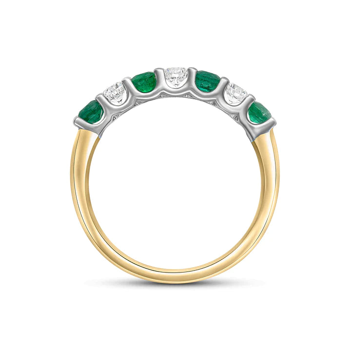 ROUND BRILLIANT EMERALD & DIAMOND ETERNITY/WEDDING RING