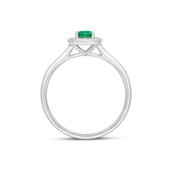 OCTAGONAL EMERALD MILLGRAIN ENGAGEMENT RING
