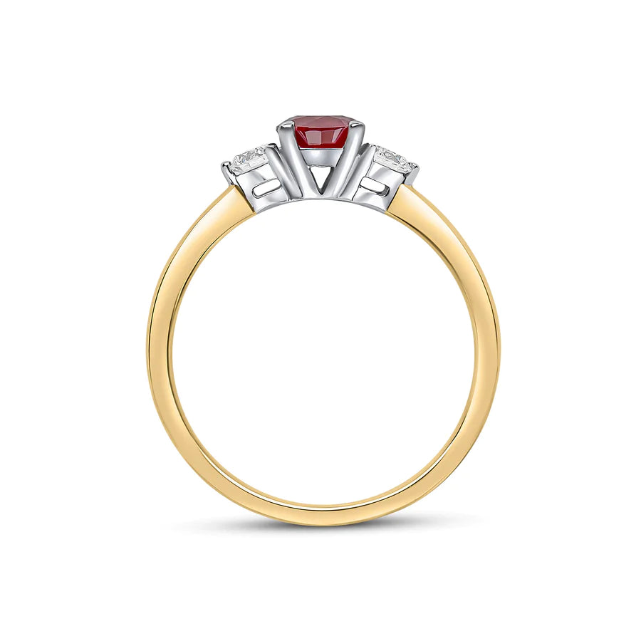 Round Brilliant Ruby Diamond Trilogy Engagement Ring Harrogate Fogal and Barnes Fine Jewellers