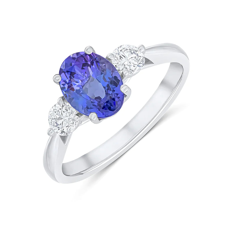 Oval tanzanite trilogy diamond engagement ring harrogate fogal and barnes fine jewellers of harrogate