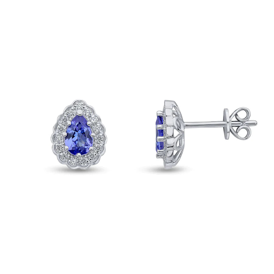 PEAR TANZANITE & DIAMOND CLUSTER EARRINGS