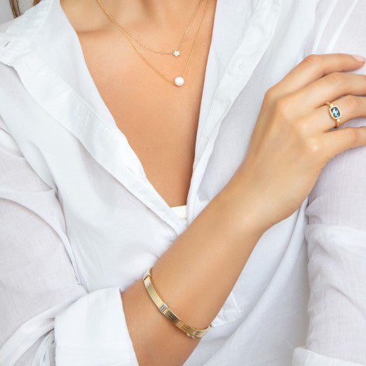 9K YELLOW AND WHITE GOLD 6MM FILLED BANGLE