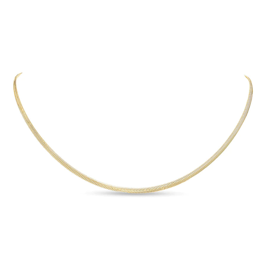 9K YELLOW GOLD 2.5MM FLAT SNAKE NECKLACE- HARROGATE
