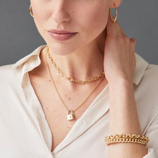 SOLID 9K YELLOW GOLD OVAL LINK NECKLACE- HARROGATE
