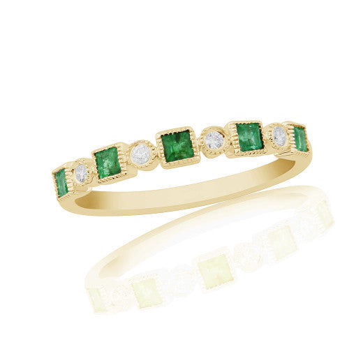 EMERALD AND DIAMOND WEDDING / ETERNITY RING