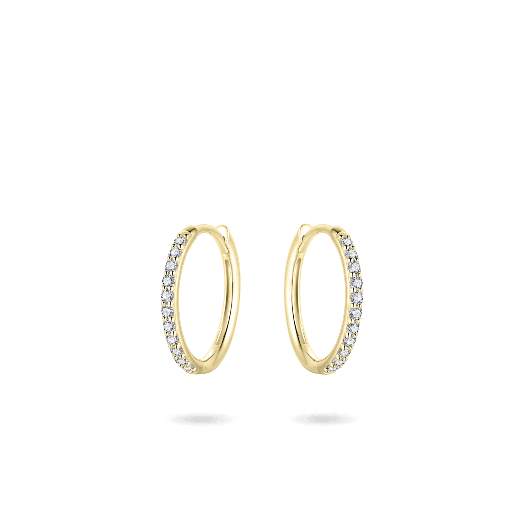 15MM MIDI 14K YELLOW GOLD PAVE HOOP EARRINGS- HARROGATE