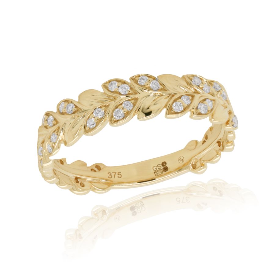 9ct gold vine shape ring with diamond from Fogal and Barnes Harrogate