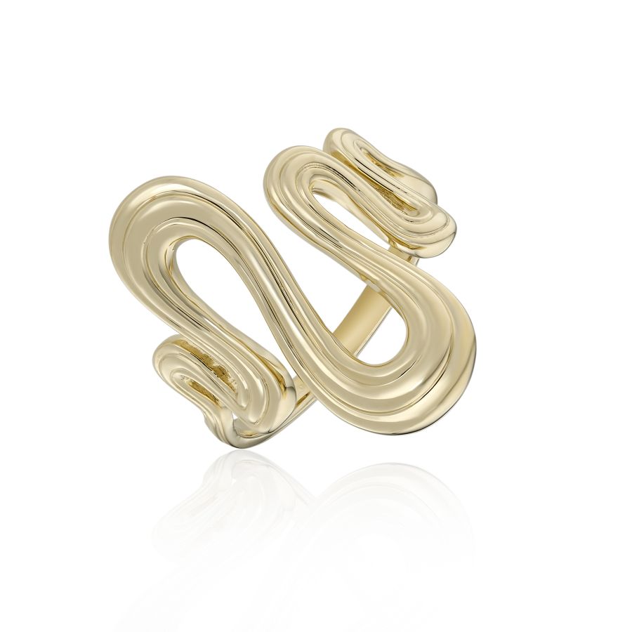 Gold spiral ring on a white background