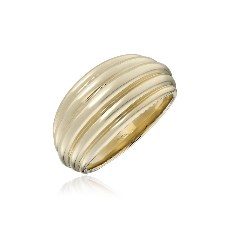 Polished 9ct yellow gold band ring with sleek, minimalist design, available in all sizes at Fogal and Barnes Fine Jewellers of Harrogate.