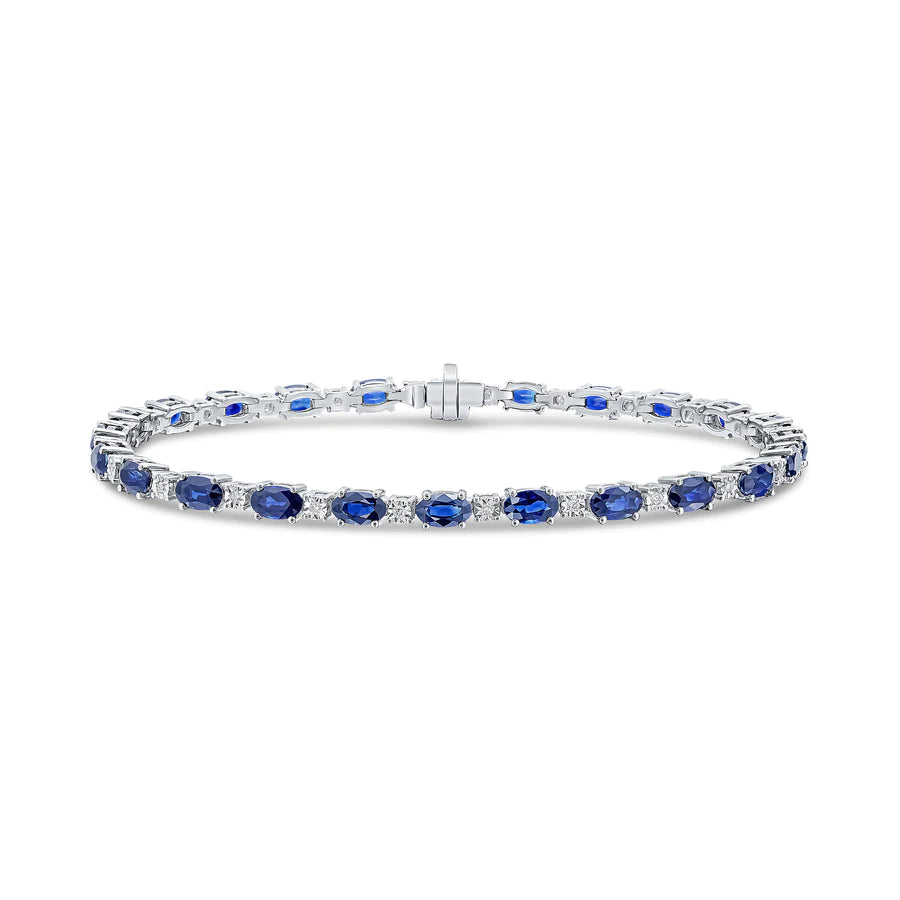 WHITE GOLD OVAL SAPPHIRE & DIAMOND BRACELET