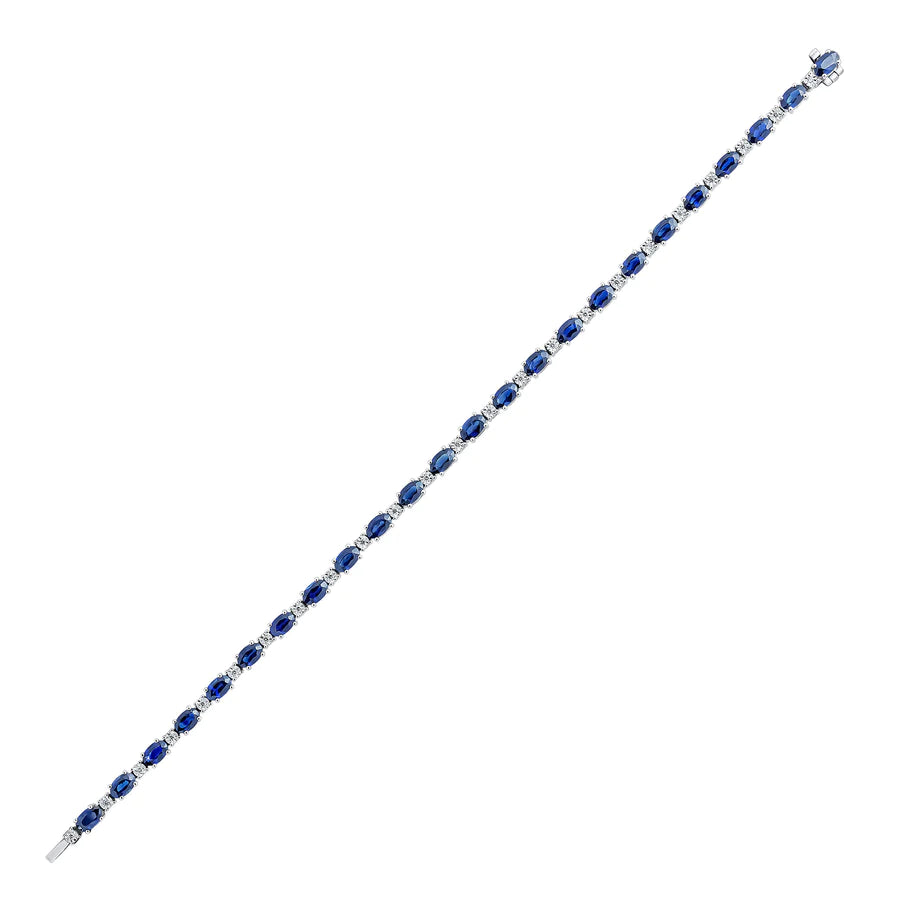 WHITE GOLD OVAL SAPPHIRE & DIAMOND BRACELET