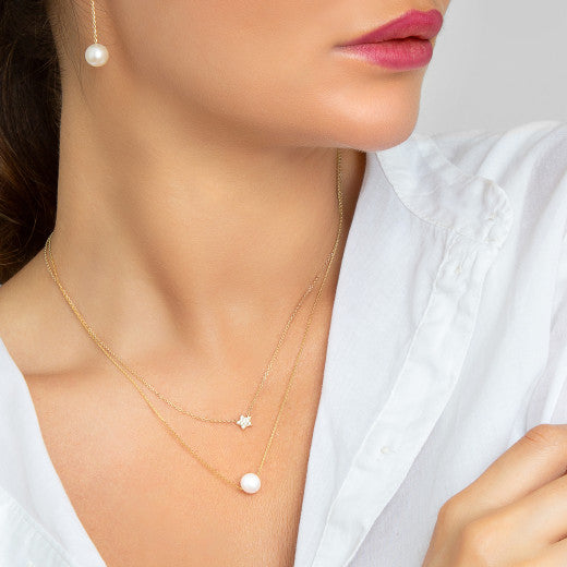 9K YELLOW GOLD PEARL NECKLACE- HARROGATE