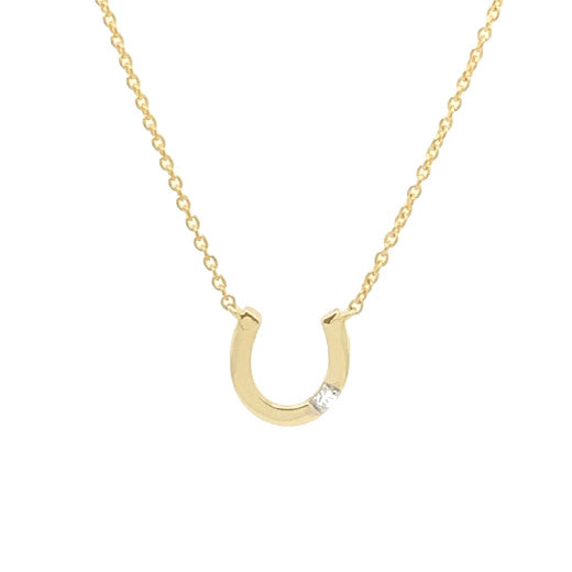 9K YELLOW GOLD DIAMOND HORSESHOE NECKLACE- HARROGATE