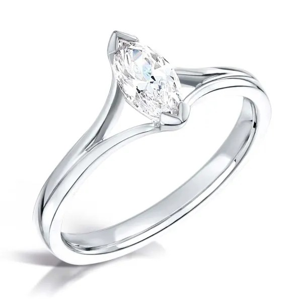 MARQUISE DIAMOND SPLIT SHOULDER SOLITAIRE ENGAGEMENT RING