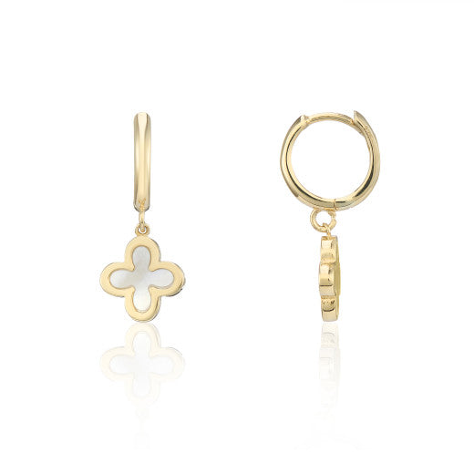9K YELLOW GOLD FIVE MOTHER OF PEARL FLOWER NECKLACE- HARROGATE