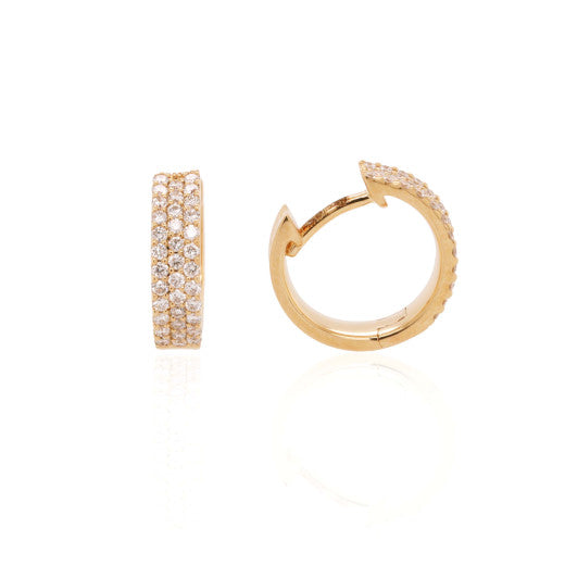 18K GOLD 3MM DIAMOND PAVE HOOP EARRINGS- HARROGATE