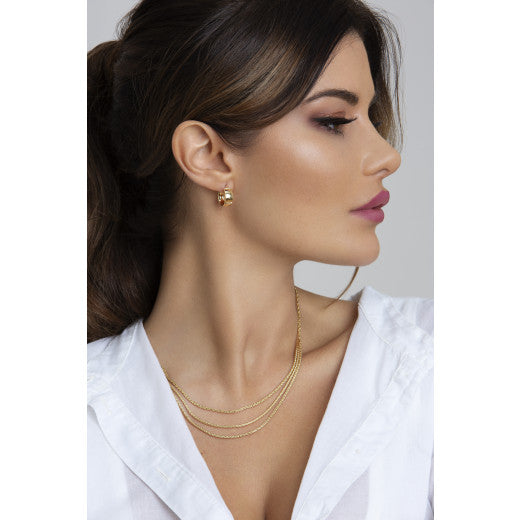 9K YELLOW GOLD POLISHED MEDIUM HOOP EARRINGS- HARROGATE