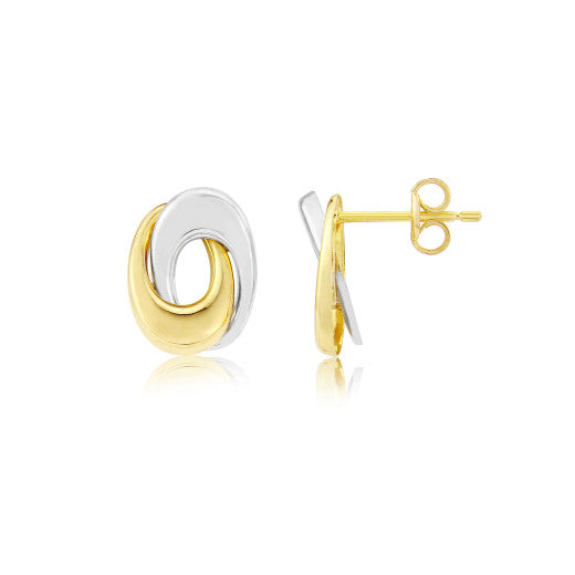 9K TWO TONE GOLD 8MM SWIRL EARRINGS- HARROGATE