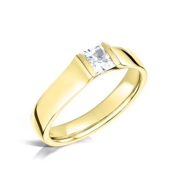 Princess Cut Diamond 0.50ct Yellow gold Modern Bezel Set Engagement Ring Harrogate. Fogal and Barnes Fine Independent Jewellers