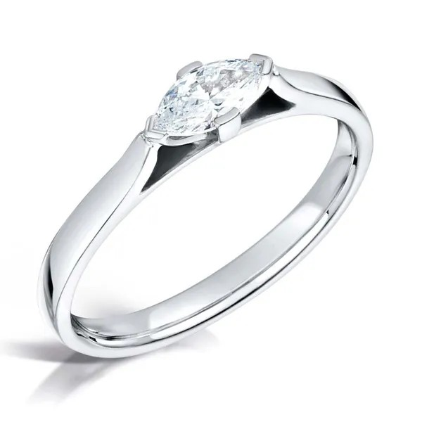 EAST-WEST MARQUISE CUT DIAMOND SOLITAIRE  ENGAGEMENT RING