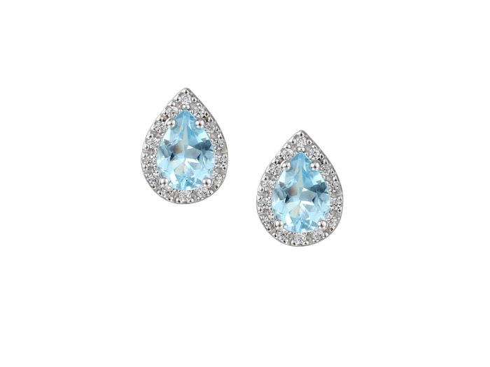 BLUE TOPAZ PEAR SILVER NECKLACE