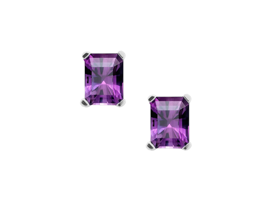 EMERALD AMETHYST SILVER STUD EARRINGS