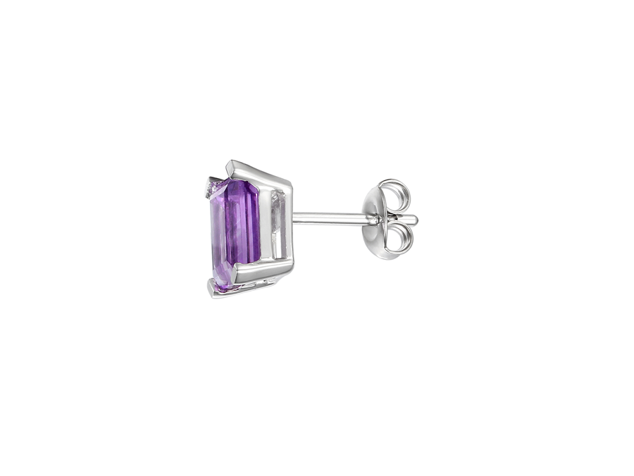 EMERALD AMETHYST SILVER STUD EARRINGS