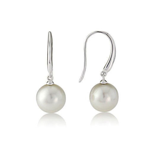 WHITE GOLD PEARL DROP EARRINGS