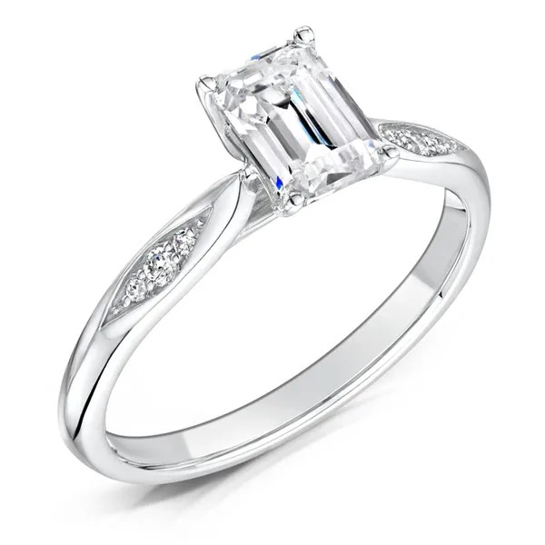MODERN EMERALD CUT DIAMOND SOLITAIRE ENGAGEMENT RING