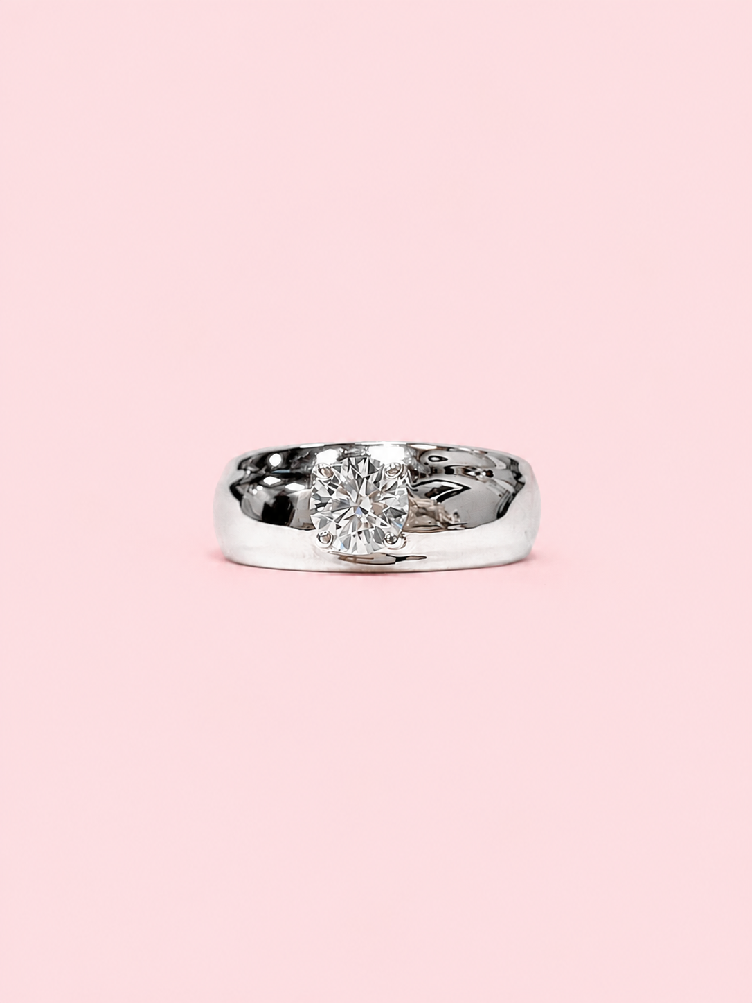 chunky engagement ring, chunky diamond ring, thick band engagement ring, chunky solitaire ring, round brilliant diamond engagement ring, lab grown diamond engagement ring UK, bespoke diamond ring Harrogate, platinum chunky ring, 18ct gold chunky engagement ring, certified lab grown diamond, 0.73ct diamond ring, custom engagement ring Yorkshire, statement solitaire engagement ring, tapered band engagement ring, lab grown diamond ring near me, DVS1 diamond ring