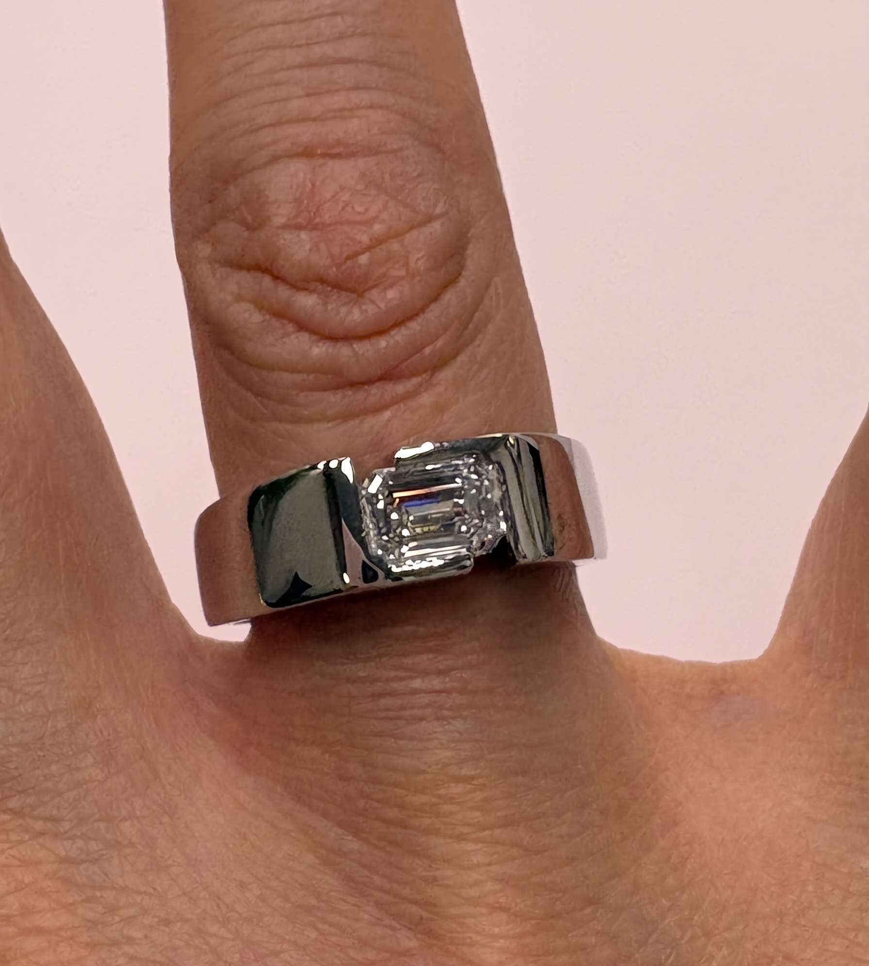 "The Arthur" Bezel Set 1ct Emerald Lab-Grown Diamond Chunky Ring